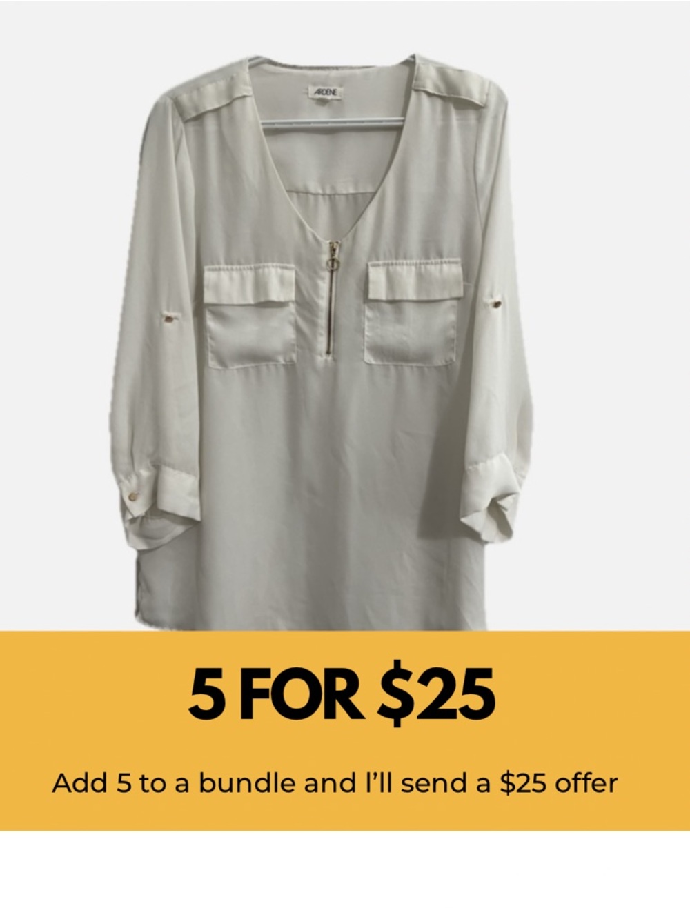 Ardene Women's White Blouse With Rose Gold Details